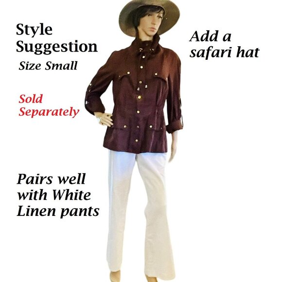 Cache Womens Brown Linen Blend Utility Jacket Sz S - Picture 14 of 14